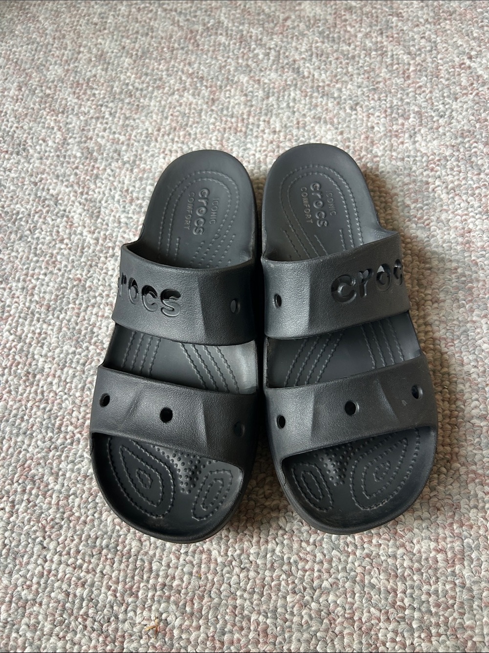 CROCS Black Double-Strap Slide Sandals- Size 9
